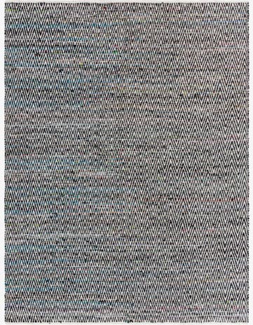 Black and White Hand Woven Chindi Chevron Rug