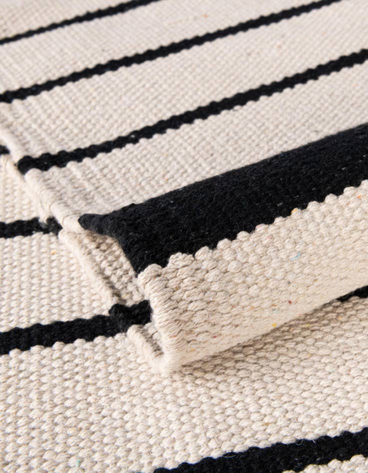 Detail image of Custom Black and White Hand Woven Chindi Cotton Rug