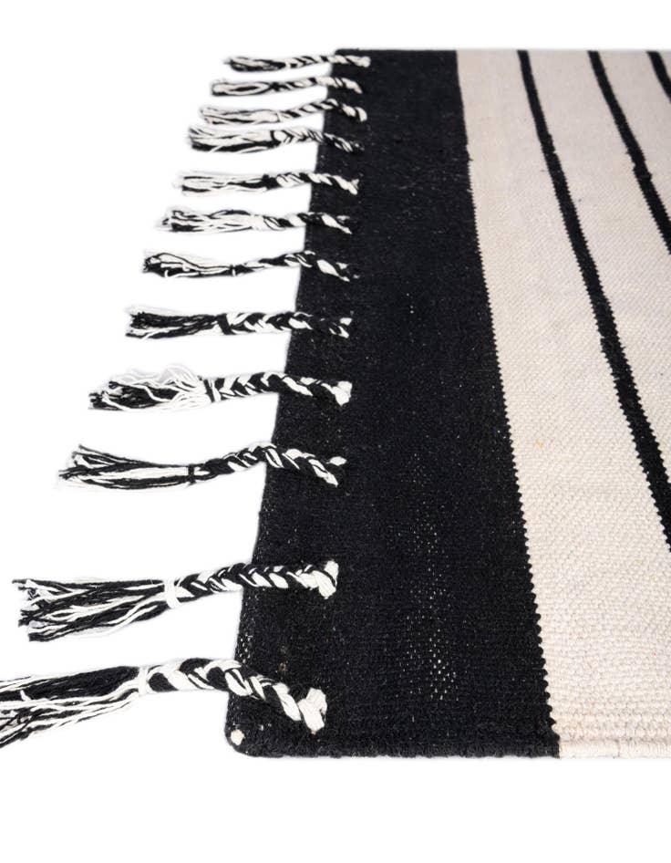 Detail image of Custom Black and White Hand Woven Chindi Cotton Rug