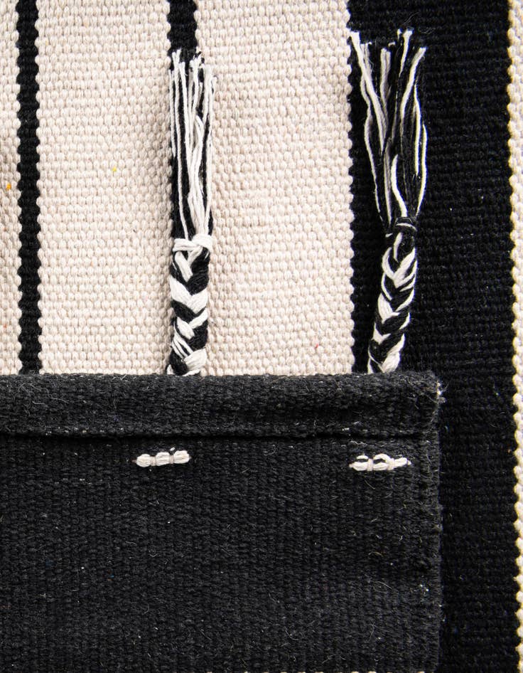 Detail image of Custom Black and White Hand Woven Chindi Cotton Rug