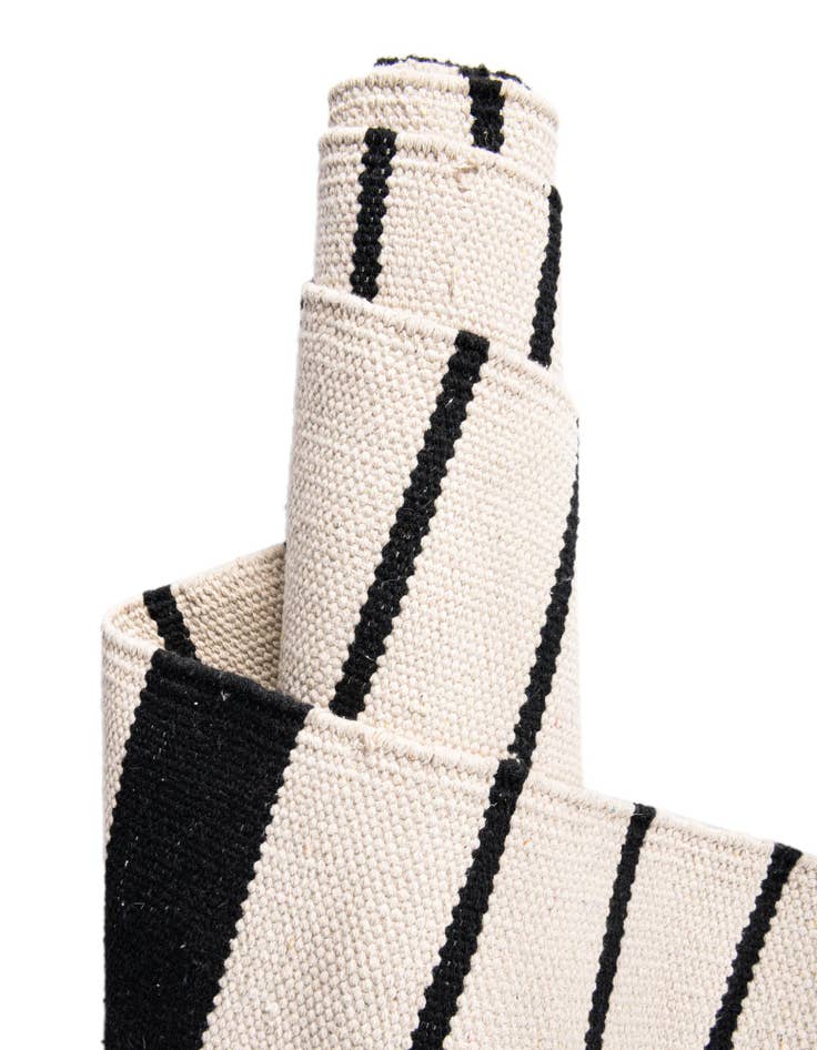 Detail image of Custom Black and White Hand Woven Chindi Cotton Rug
