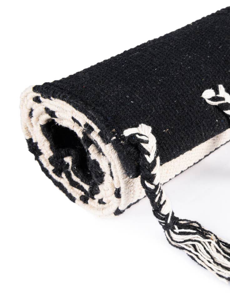 Detail image of Custom Black and White Hand Woven Chindi Cotton Rug