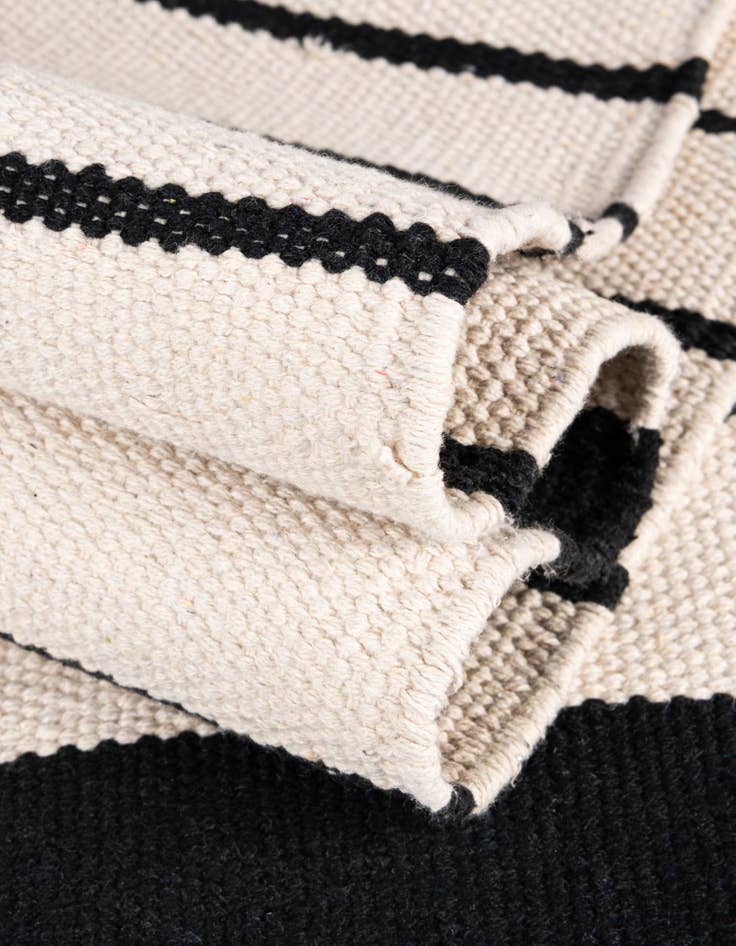 Detail image of Custom Black and White Hand Woven Chindi Cotton Rug