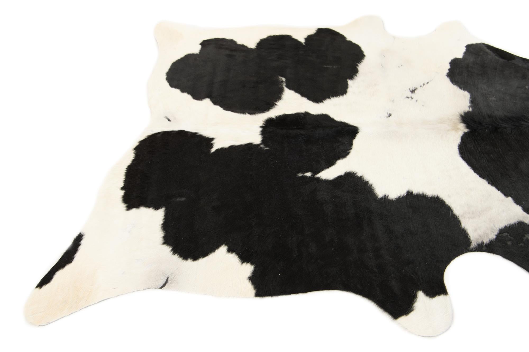 5' 6 x 6' 1 Cowhide Leather Rug