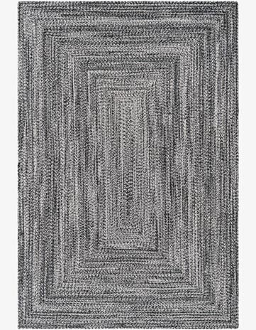 Black and White Easy-Clean Eco Verse Washable Indoor / Outdoor Rug