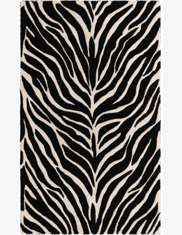 Black and White Hand Tufted Safari Wool Rug