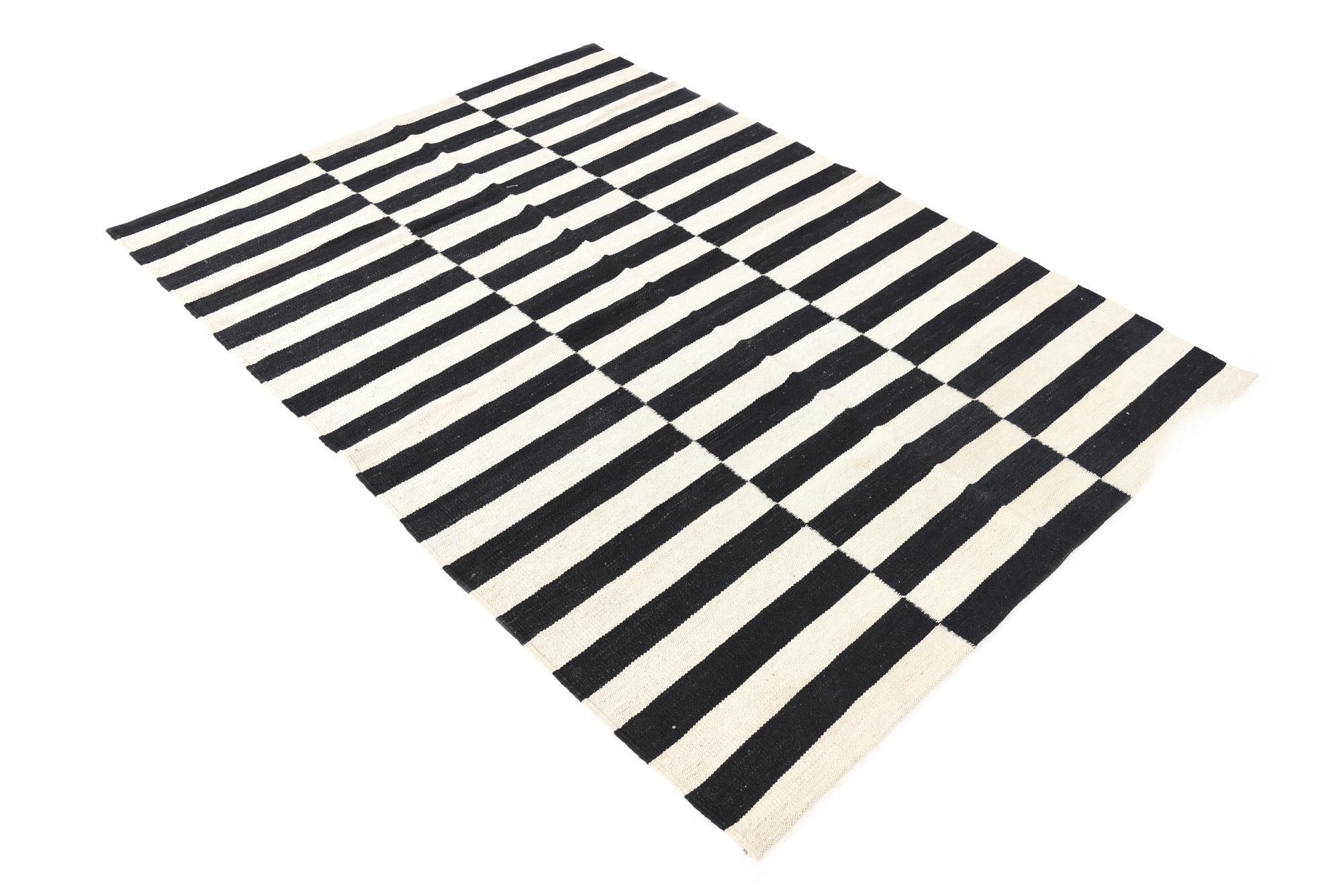 4' 2 x 5' 10 Hand Woven Kilim Modern Wool Rug