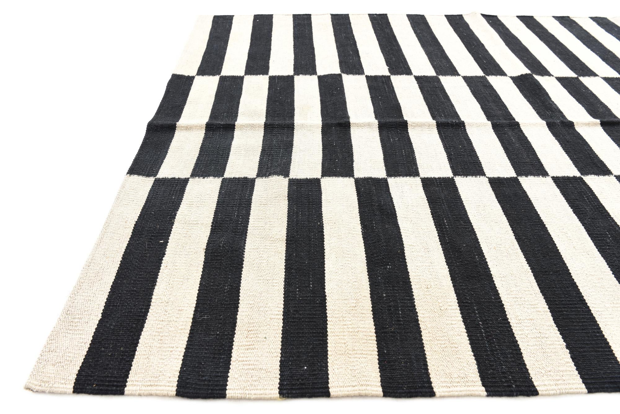 4' 2 x 5' 10 Hand Woven Kilim Modern Wool Rug