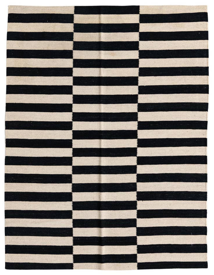 Detail image of 4' 2 x 5' 10 Hand Woven Kilim Modern Wool Rug