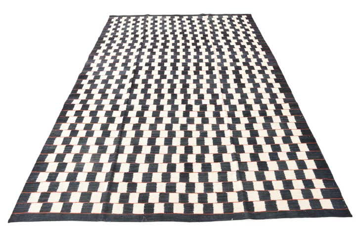 6' 8 x 9' 8 Hand Woven Kilim Modern Wool Rug