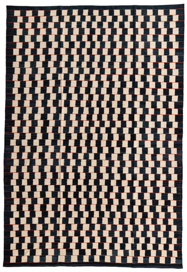 Detail image of 6' 8 x 9' 8 Hand Woven Kilim Modern Wool Rug