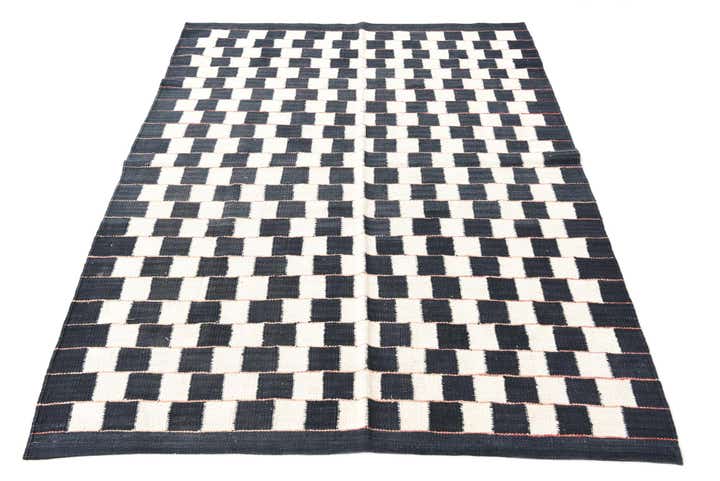 4' 5 x 5' 10 Hand Woven Kilim Modern Wool Rug