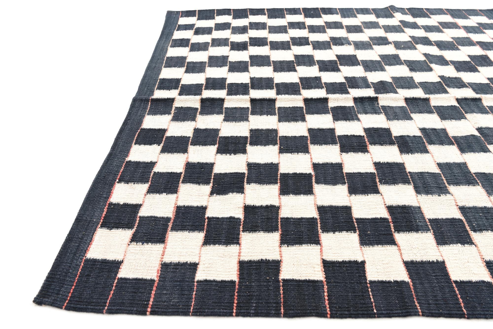 4' 5 x 5' 10 Hand Woven Kilim Modern Wool Rug