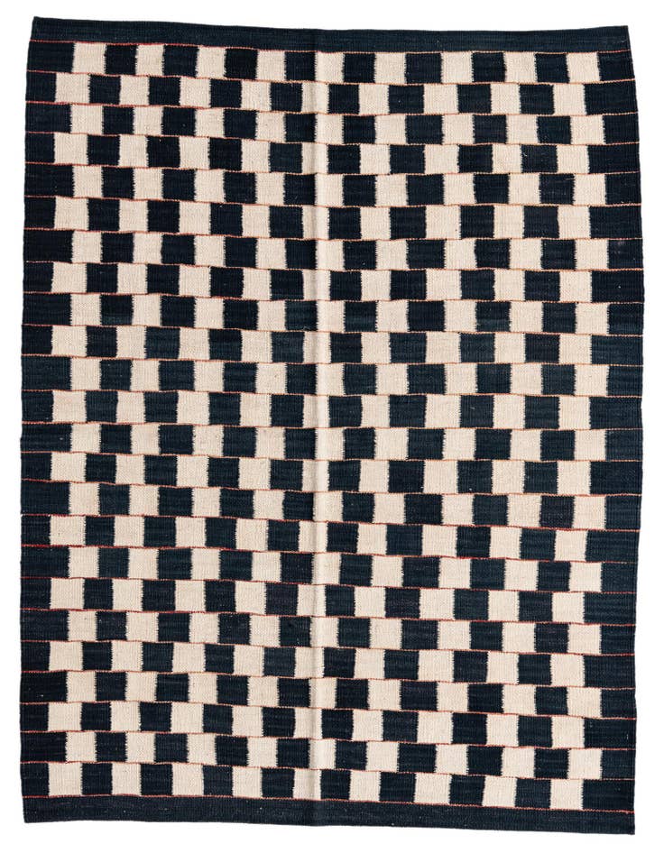Detail image of 4' 5 x 5' 10 Hand Woven Kilim Modern Wool Rug