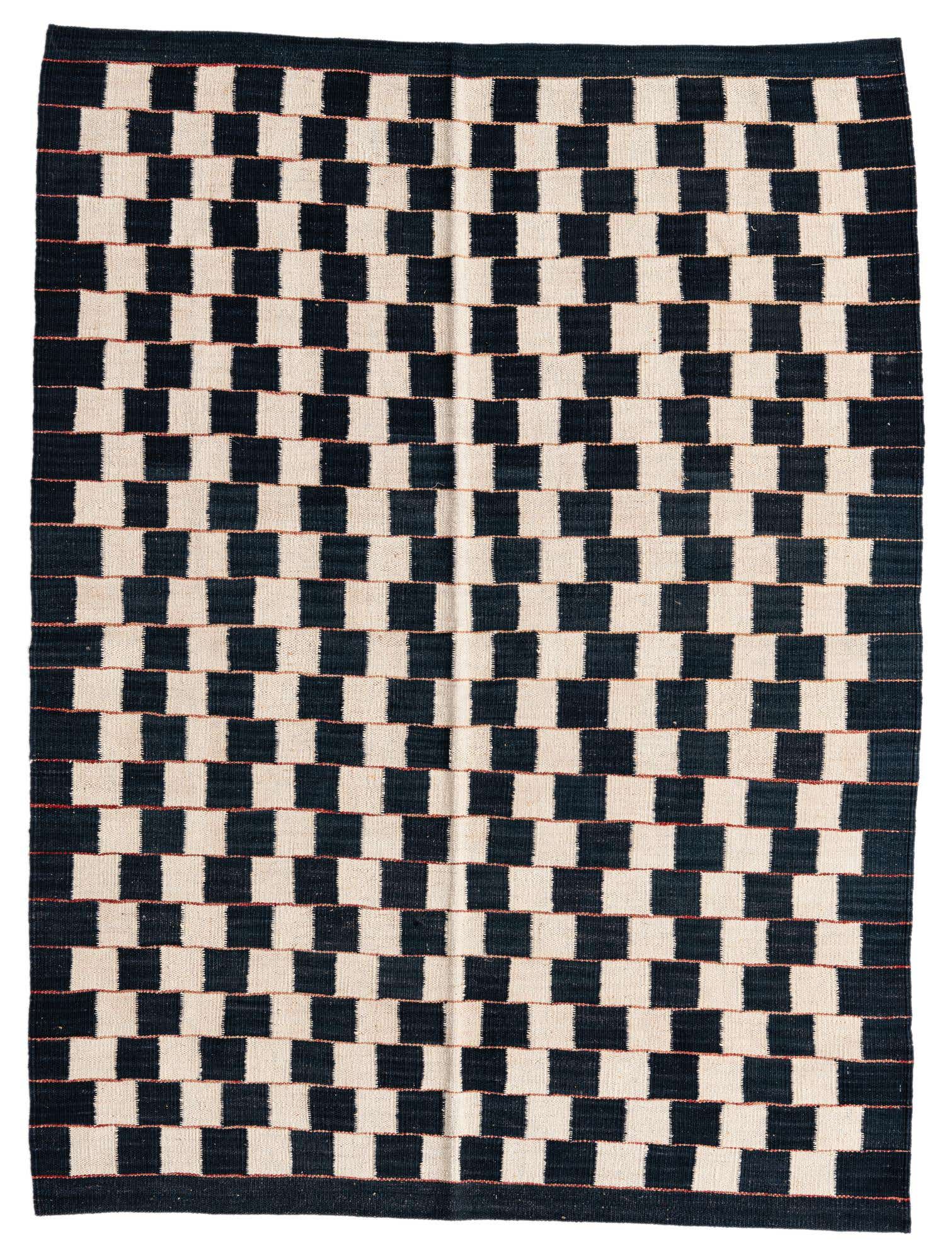 4' 5 x 5' 10 Hand Woven Kilim Modern Wool Rug