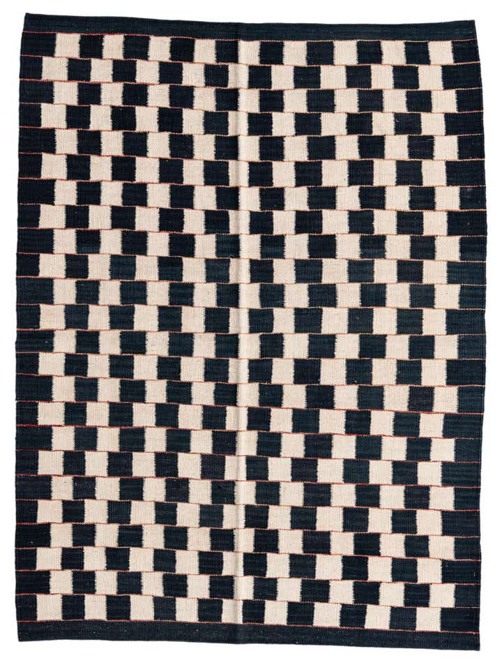 4' 5 x 5' 10 Hand Woven Kilim Modern Wool Rug