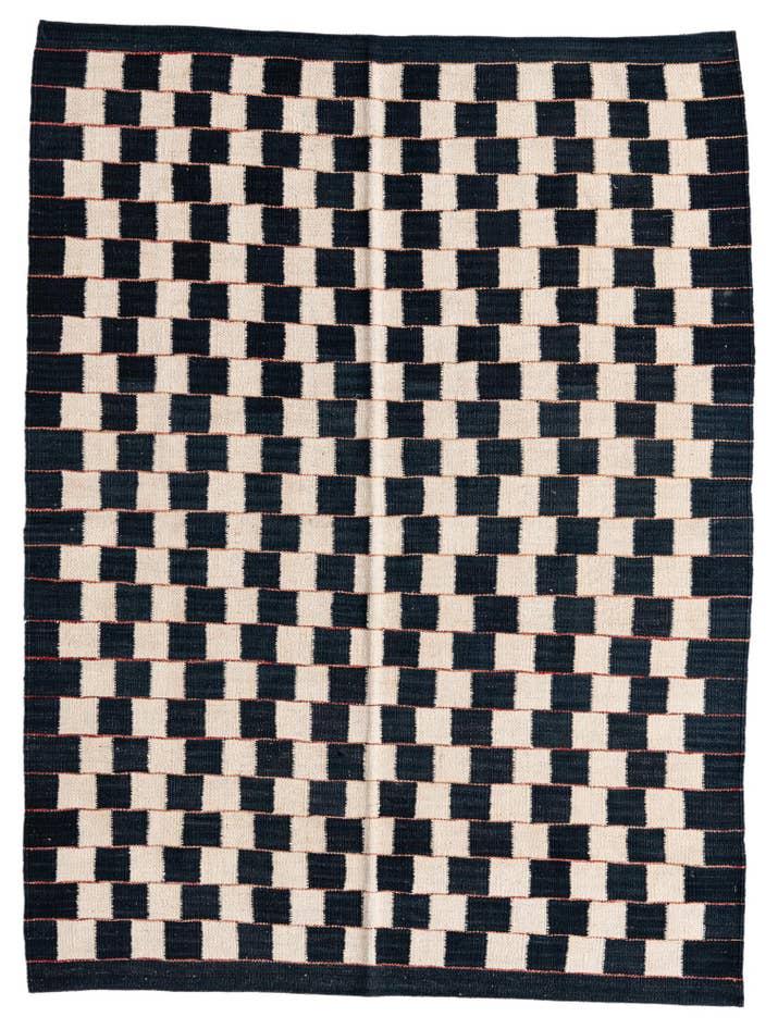 Detail image of 4' 5 x 5' 10 Hand Woven Kilim Modern Wool Rug