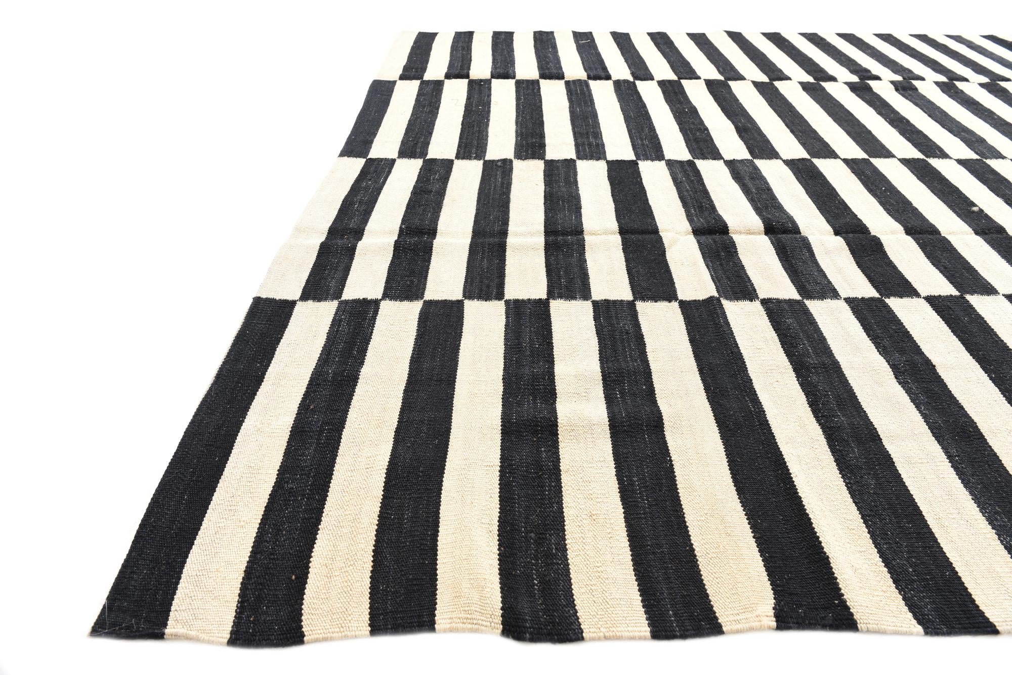 6' 8 x 9' 10 Hand Woven Kilim Modern Wool Rug