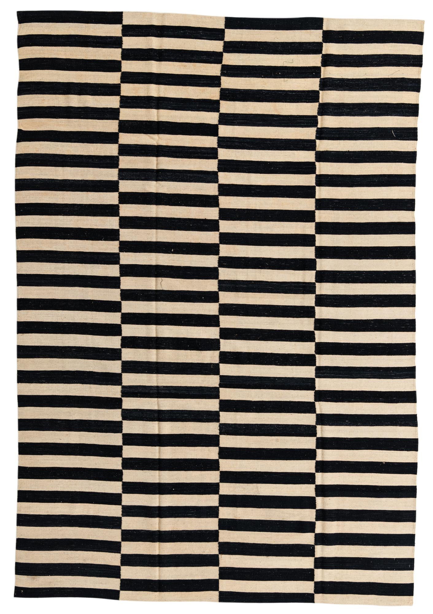 6' 8 x 9' 10 Hand Woven Kilim Modern Wool Rug