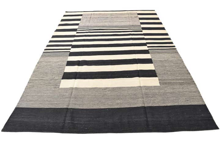 7' x 9' 9 Hand Woven Kilim Modern Wool Rug