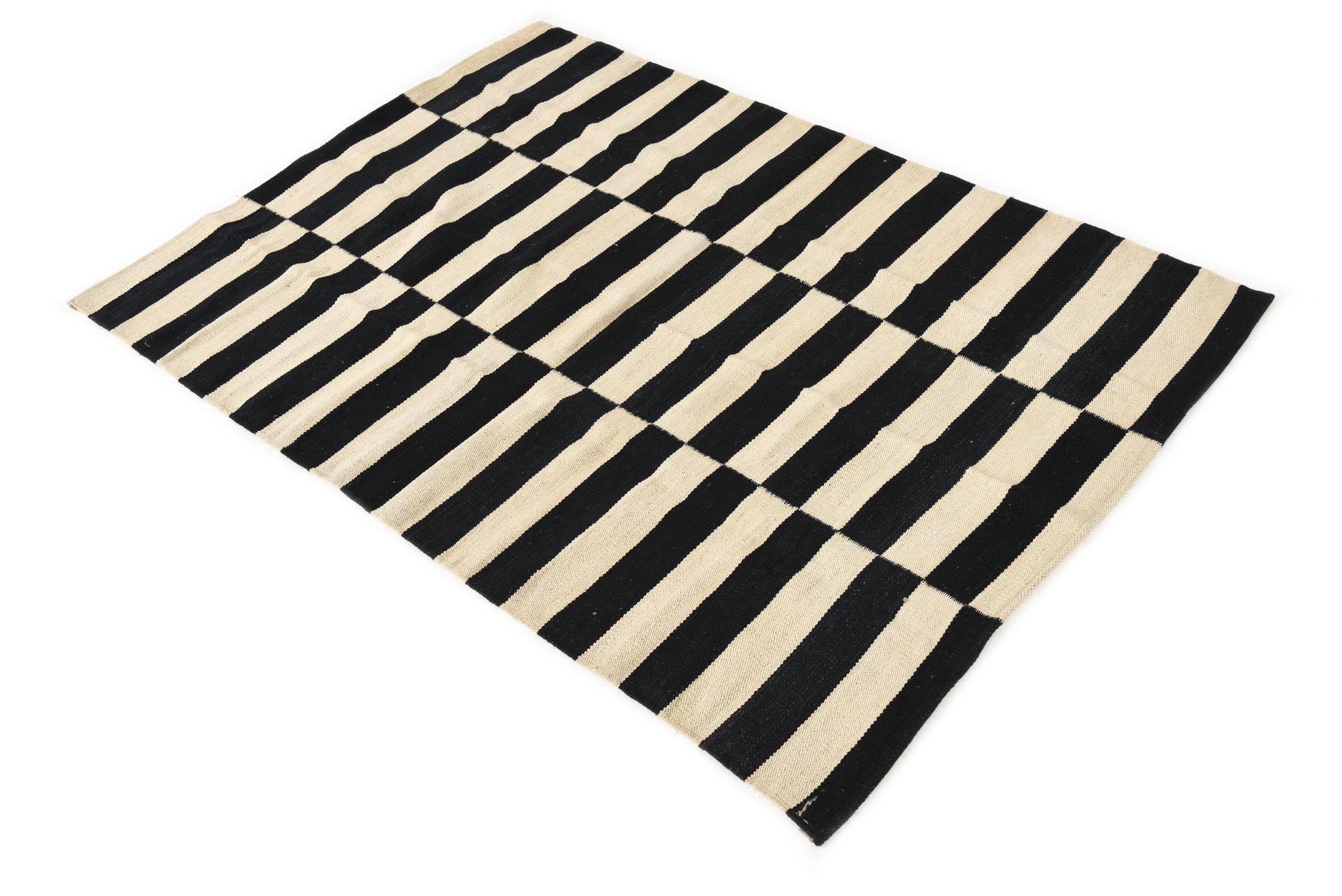 3' 4 x 4' 10 Hand Woven Kilim Modern Wool Rug