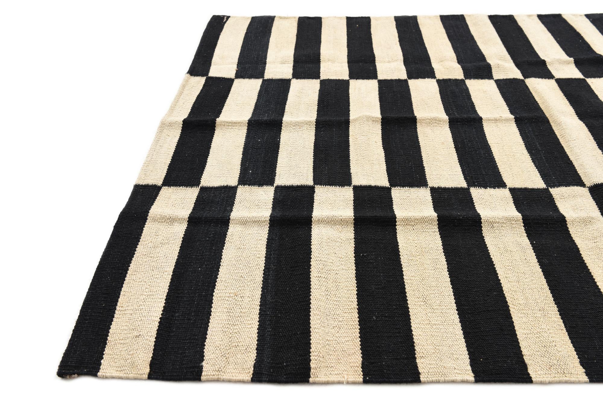 3' 4 x 4' 10 Hand Woven Kilim Modern Wool Rug