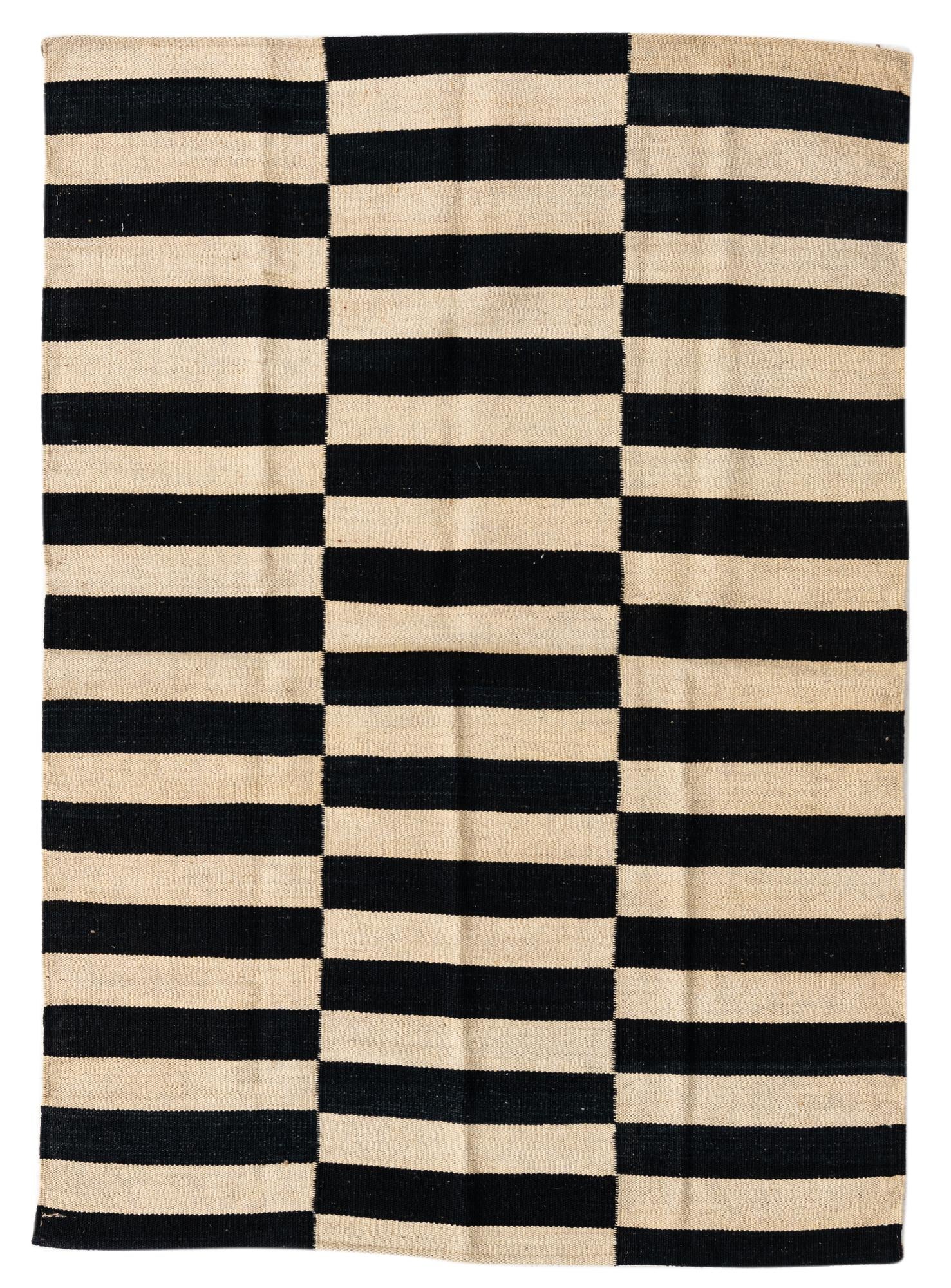 3' 4 x 4' 10 Hand Woven Kilim Modern Wool Rug