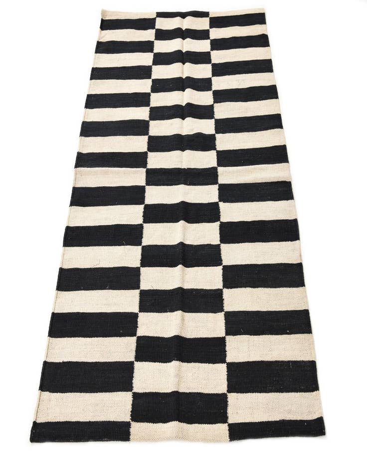 Detail image of 3' 4 x 4' 9  Hand Woven Kilim Modern Wool Rug