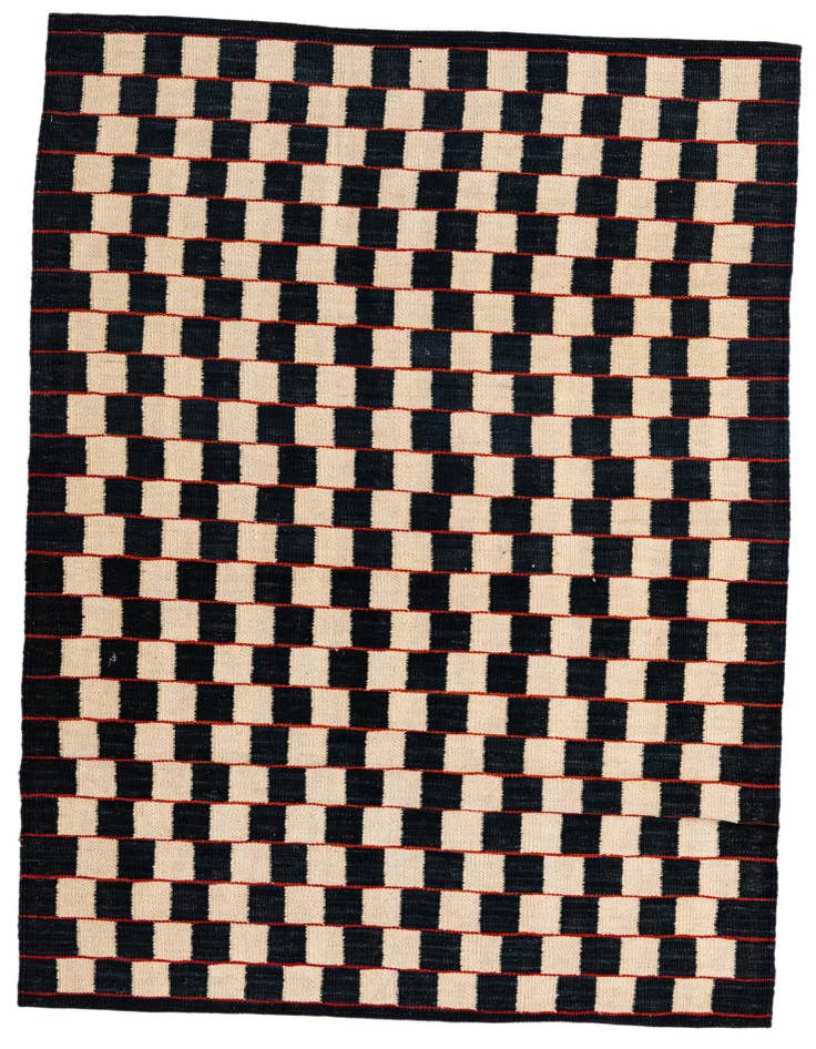 Detail image of 4' 2 x 5' 9 Hand Woven Kilim Modern Wool Rug