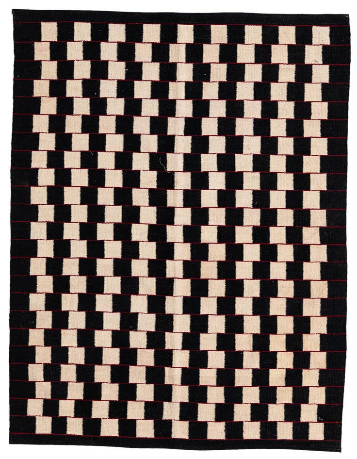 Detail image of 4' 1 x 5' 10 Hand Woven Kilim Modern Wool Rug