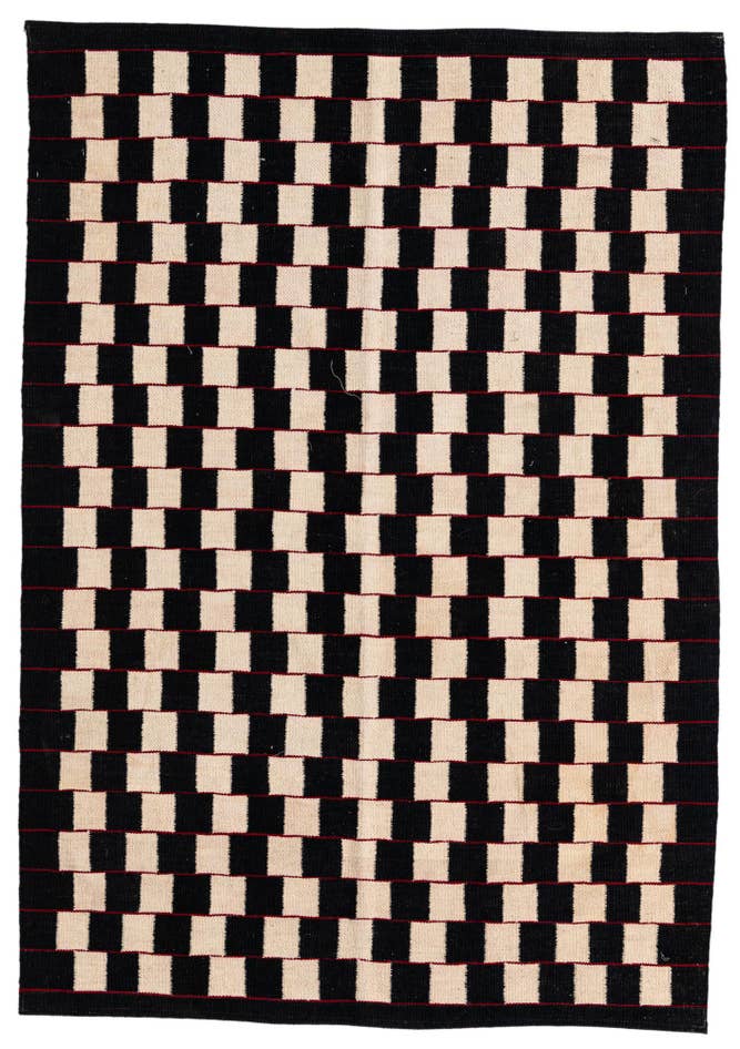 Detail image of 4' 1 x 5' 10 Hand Woven Kilim Modern Wool Rug