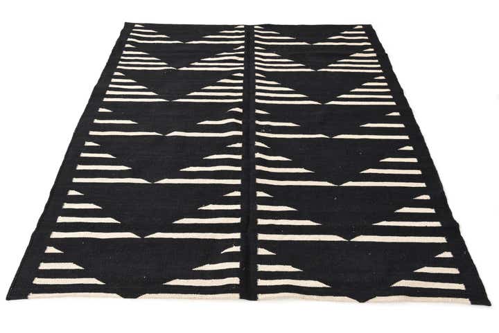 5' 3 x 6' 4 Hand Woven Kilim Modern Wool Rug