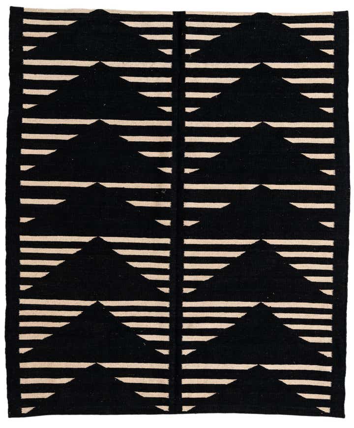 5' 3 x 6' 4 Hand Woven Kilim Modern Wool Rug