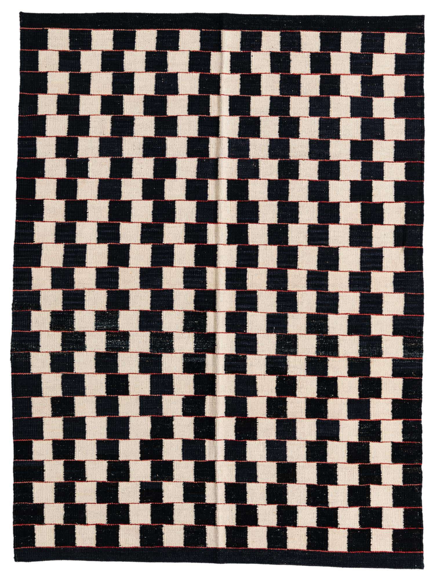 4' 5 x 6' Hand Woven Kilim Modern Wool Rug