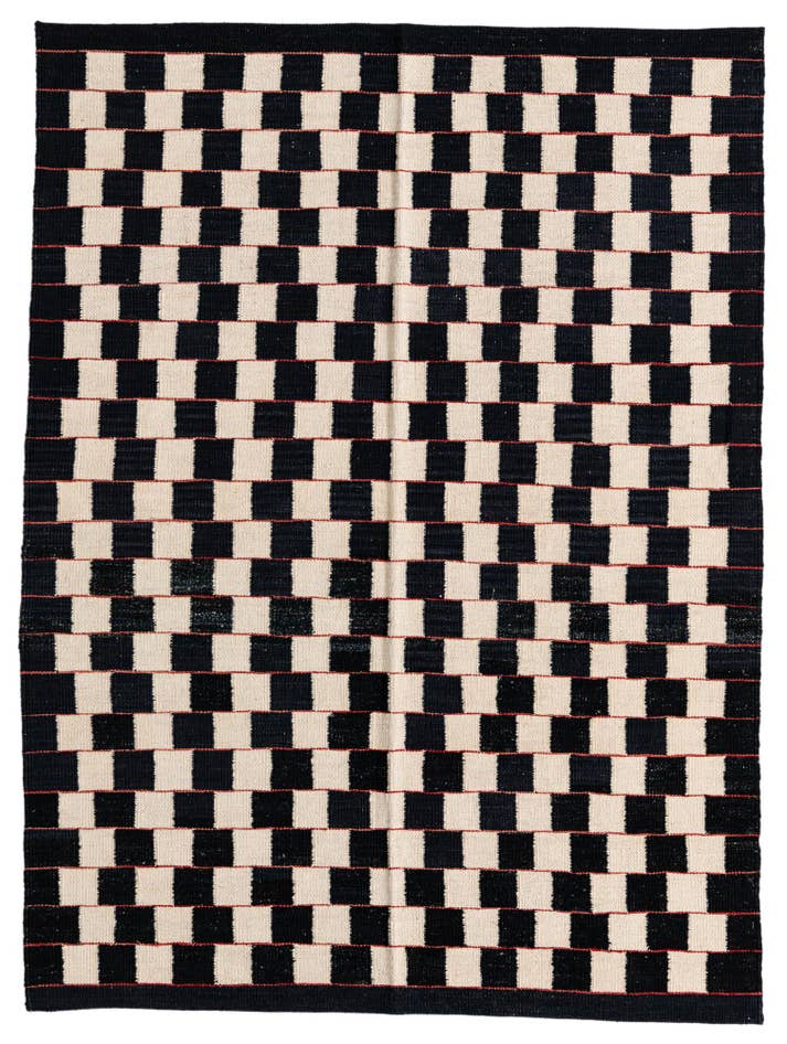 Detail image of 4' 5 x 6' Hand Woven Kilim Modern Wool Rug