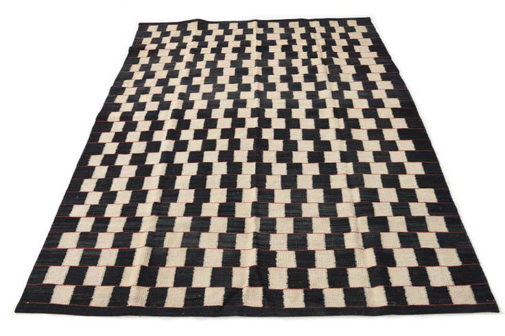 Detail image of 4' 11 x 6' 3 Hand Woven Kilim Modern Wool Rug