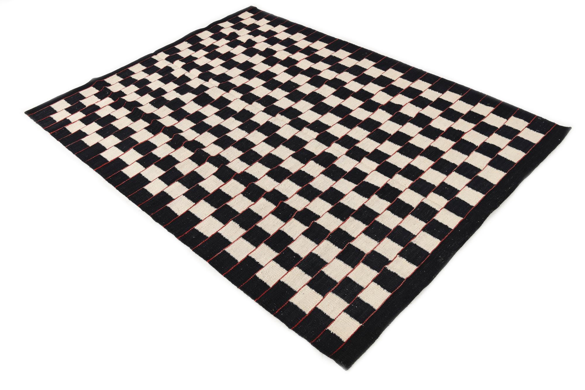 4' 5 x 5' 10 Hand Woven Kilim Modern Wool Rug