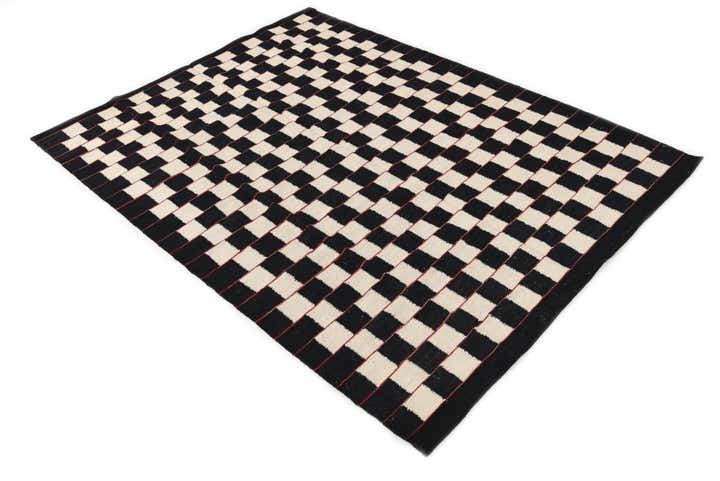 4' 5 x 5' 10 Hand Woven Kilim Modern Wool Rug