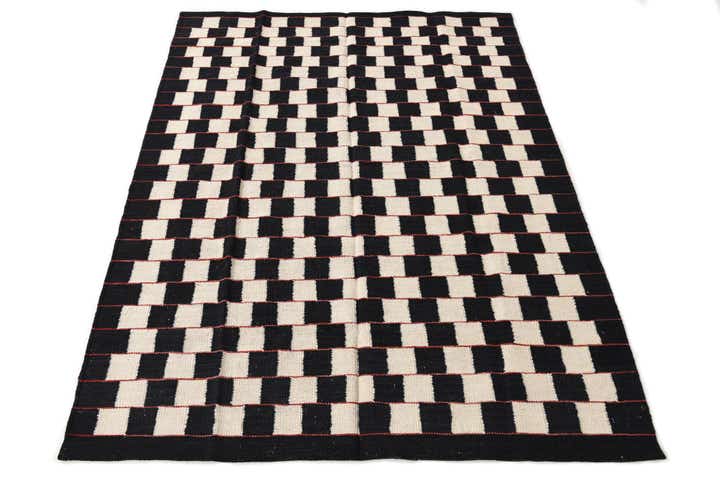 4' 5 x 5' 10 Hand Woven Kilim Modern Wool Rug