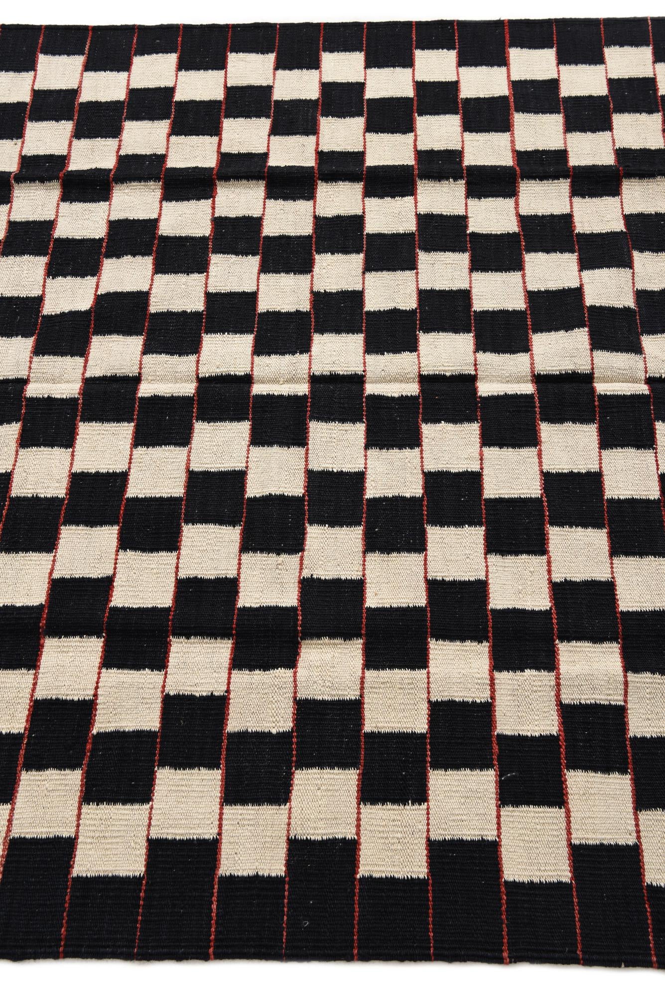 4' 5 x 5' 10 Hand Woven Kilim Modern Wool Rug