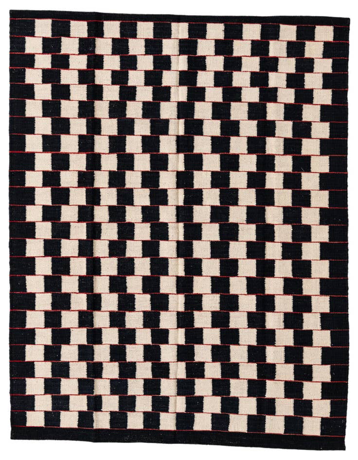 Detail image of 4' 5 x 5' 10 Hand Woven Kilim Modern Wool Rug