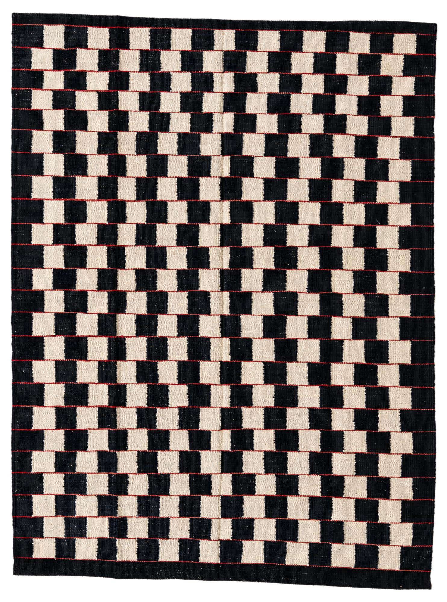 4' 5 x 5' 10 Hand Woven Kilim Modern Wool Rug