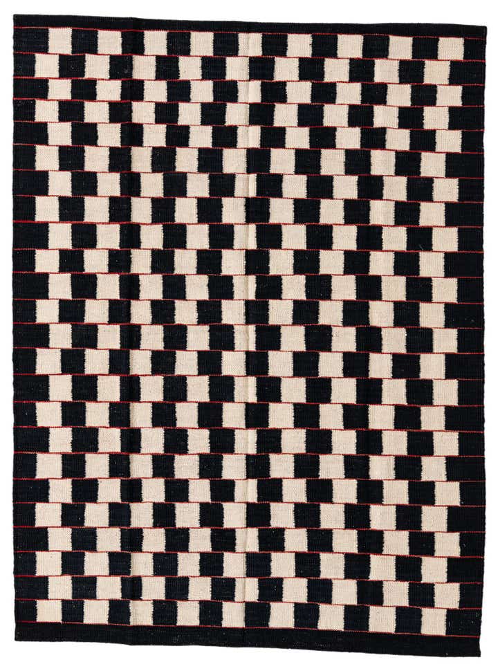 4' 5 x 5' 10 Hand Woven Kilim Modern Wool Rug