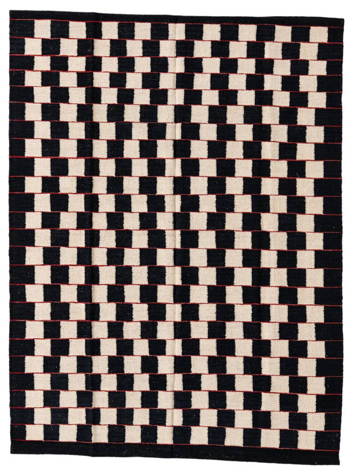 Detail image of 4' 5 x 5' 10 Hand Woven Kilim Modern Wool Rug
