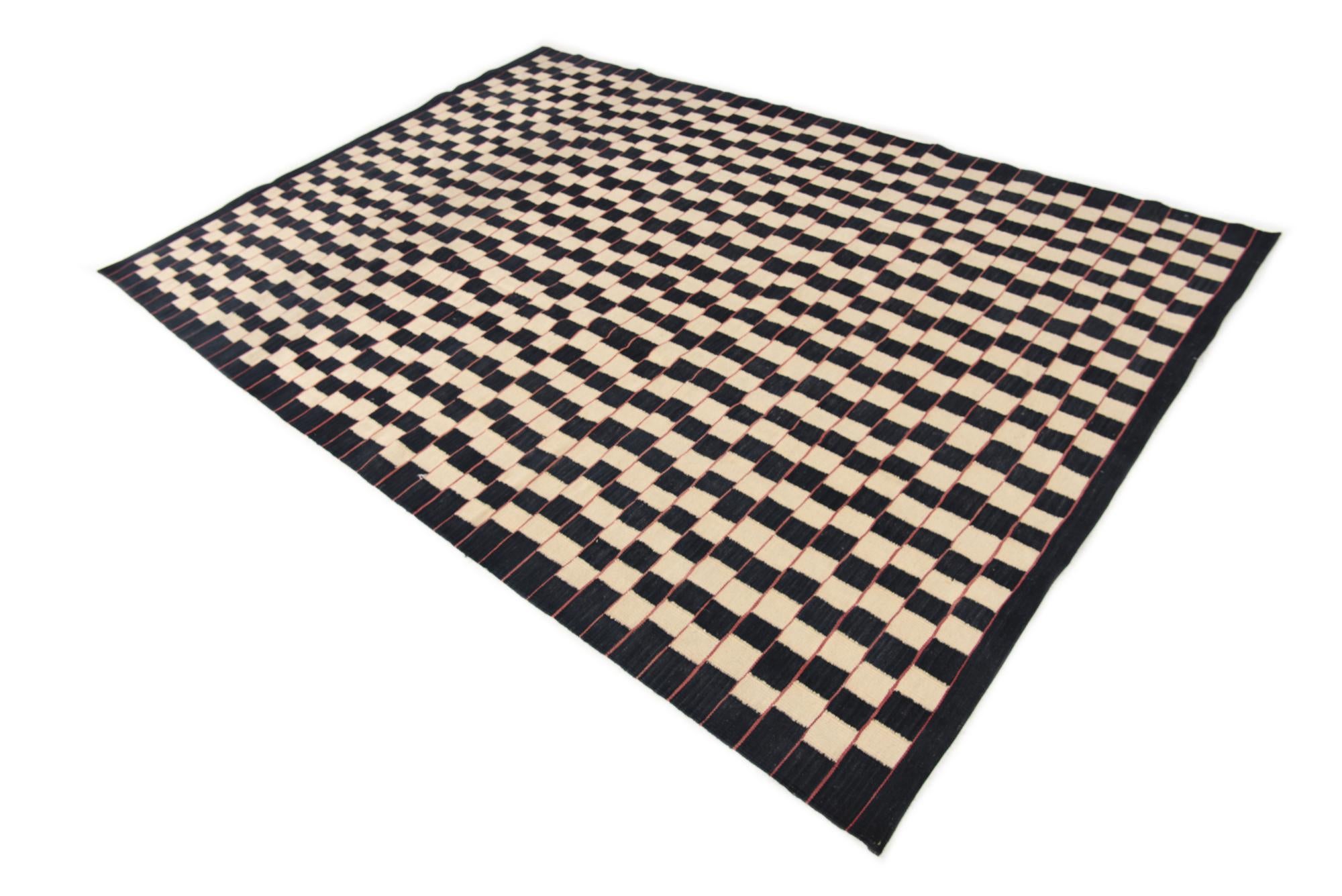 6' 2 x 9' 7 Hand Woven Kilim Modern Wool Rug