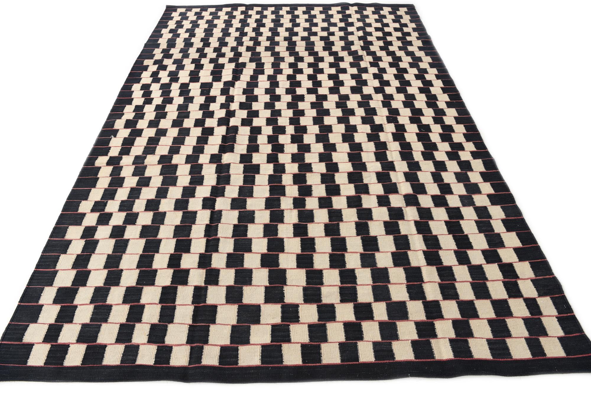 6' 2 x 9' 7 Hand Woven Kilim Modern Wool Rug