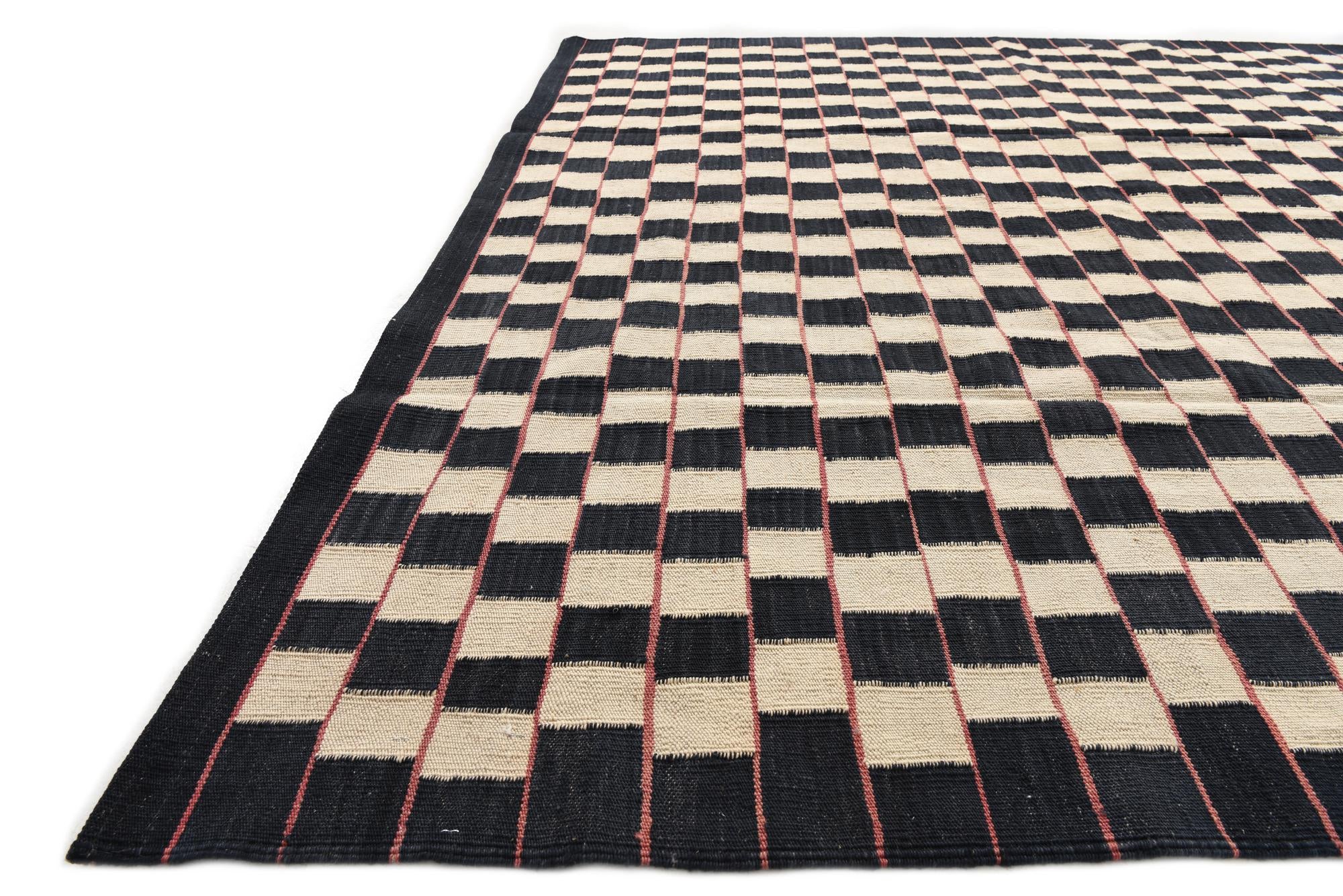 6' 2 x 9' 7 Hand Woven Kilim Modern Wool Rug