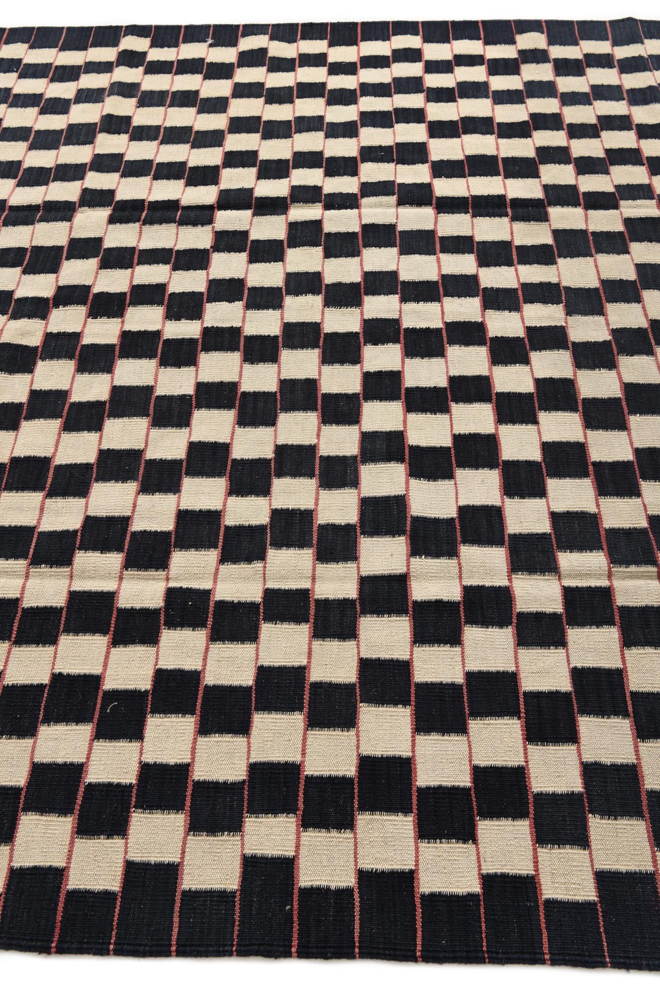 6' 2 x 9' 7 Hand Woven Kilim Modern Wool Rug