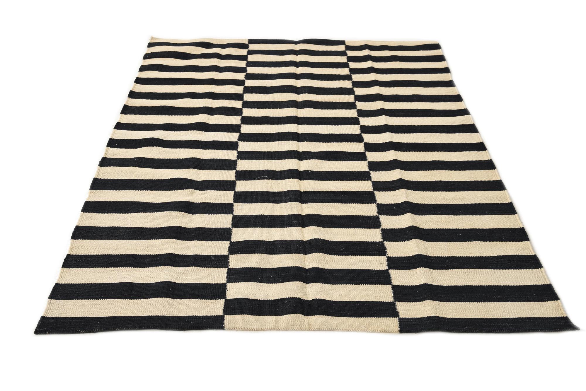 4' 2 x 5' 10 Hand Woven Kilim Modern Wool Rug