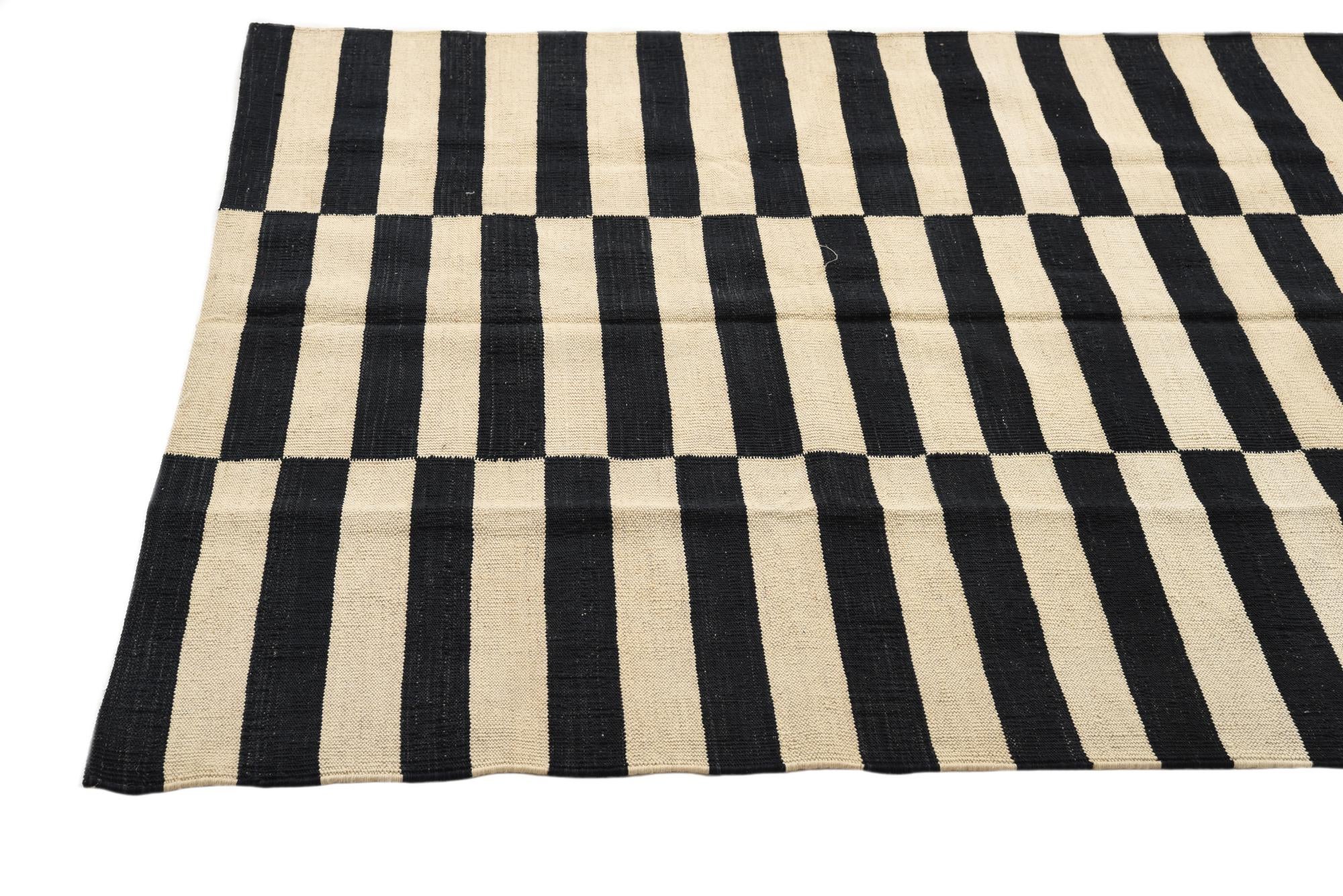 4' 2 x 5' 10 Hand Woven Kilim Modern Wool Rug
